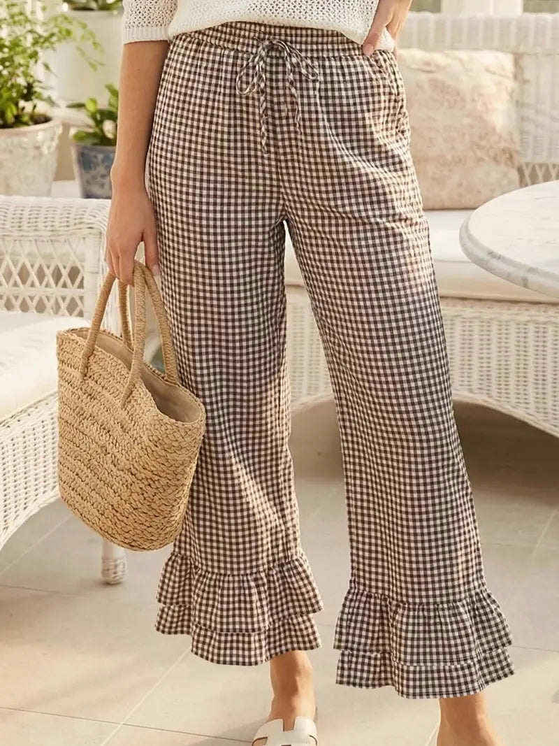 Gingham Ruffle Pants