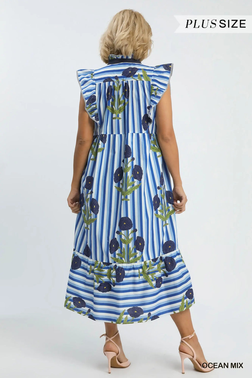 Curvy Mixed Stripe Midi