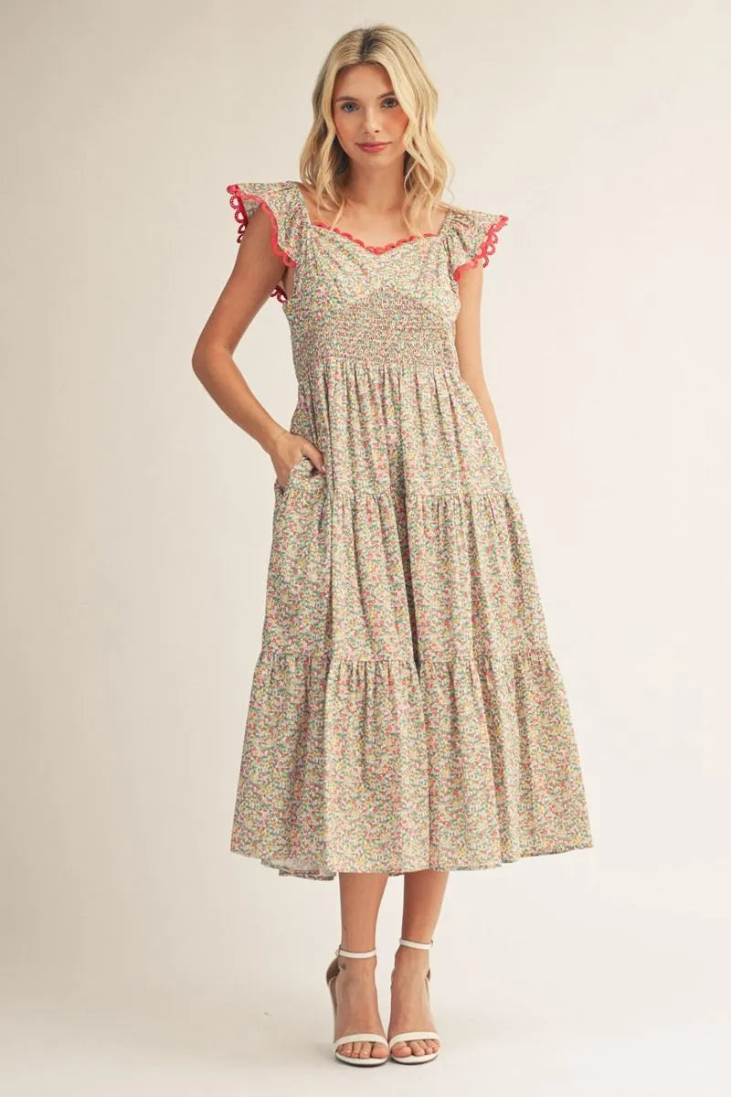 Floral Sweetheart Midi Dress