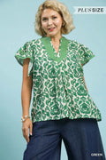 Curvy Green Floral Top