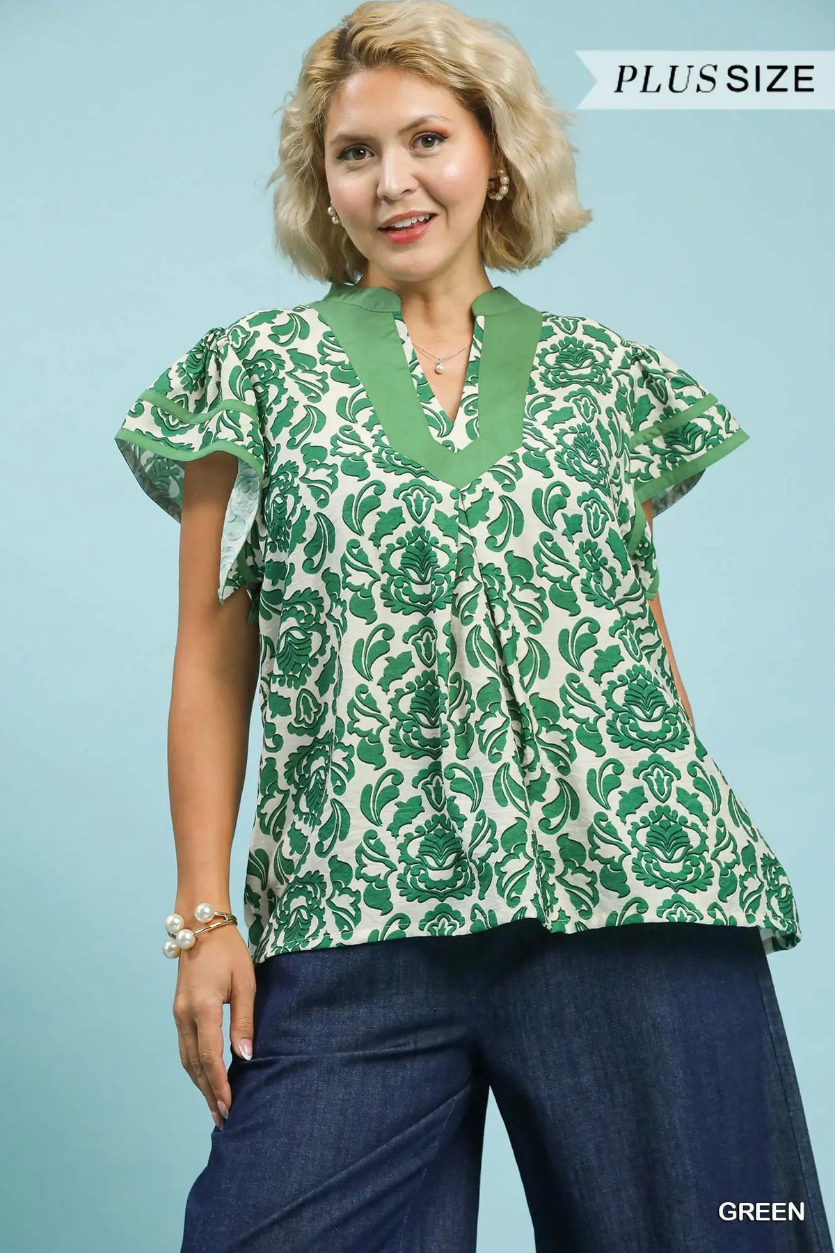 Curvy Green Floral Top