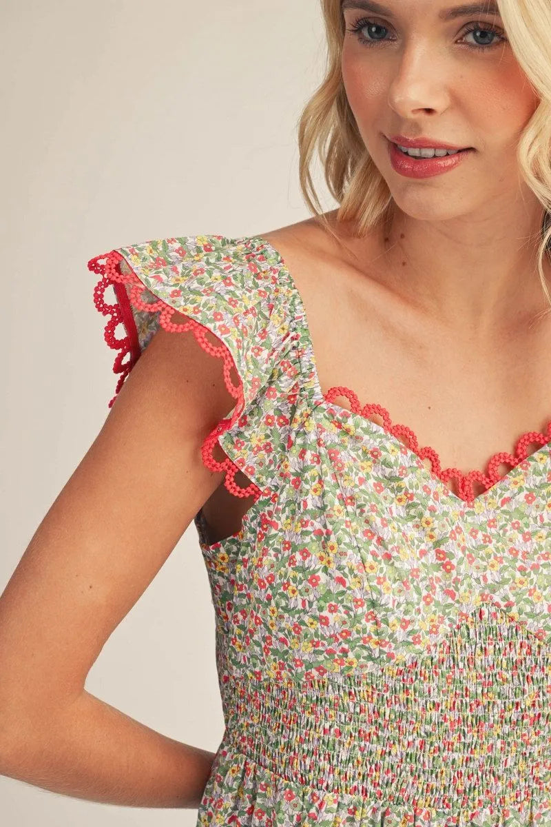 Floral Sweetheart Midi Dress