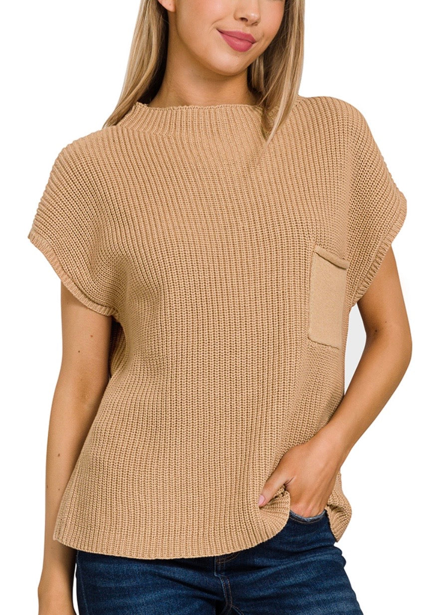 Mock Neck Sleeveless Sweater