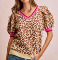 Leopard Puff Sleeve Top