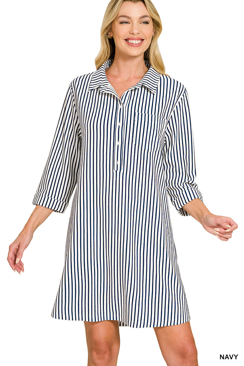 Navy Striped Dress