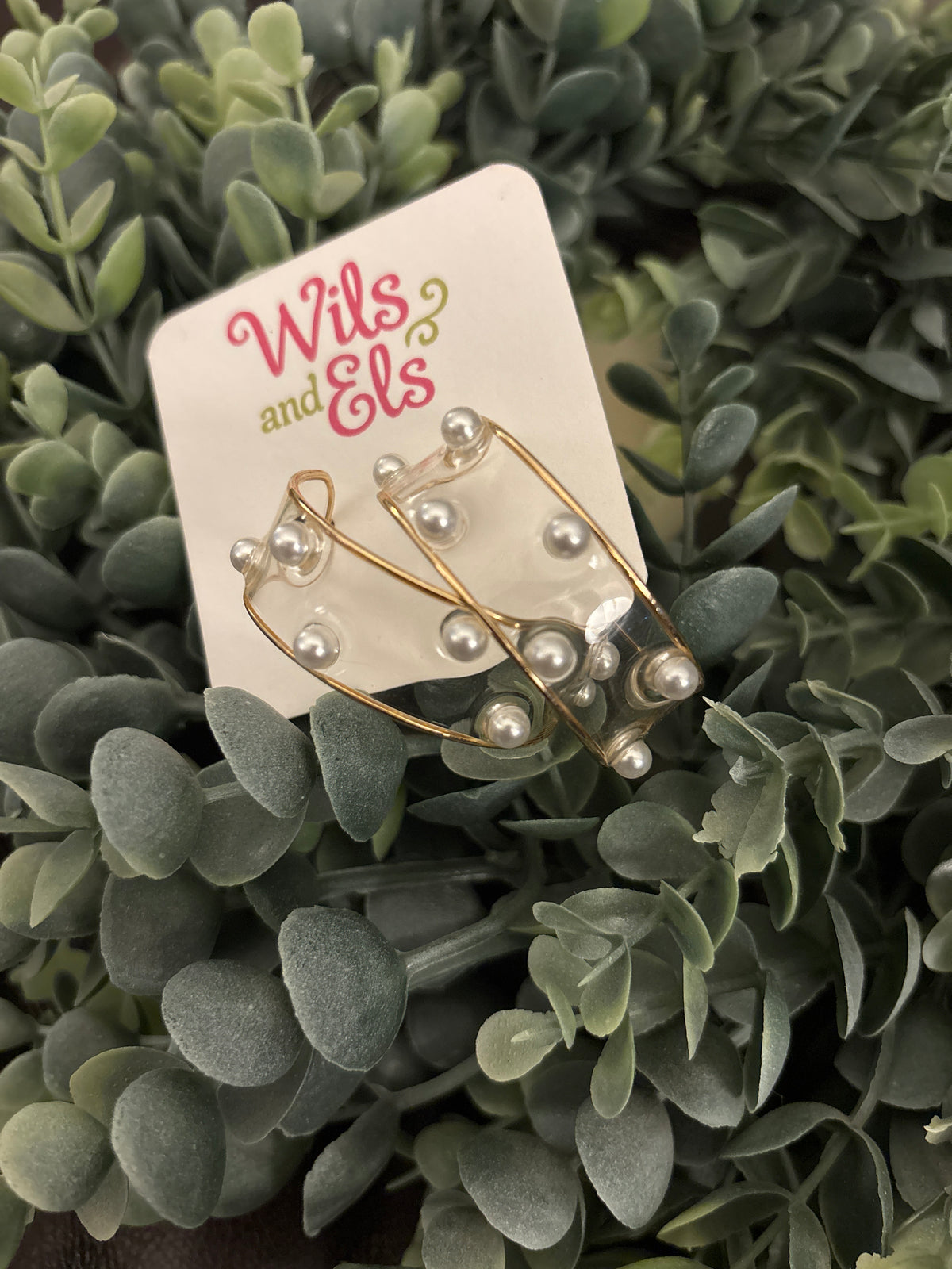 Clear Pearl Hoops
