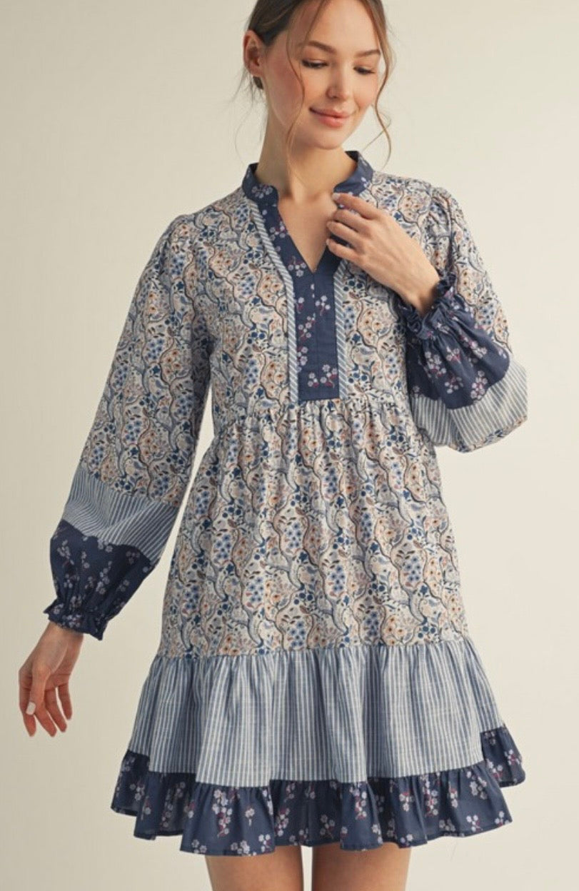 Blue Peasant Dress