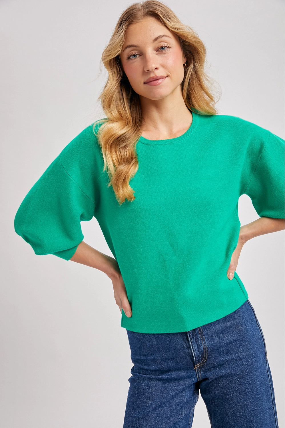 Puffed Sleeve Sweater Top