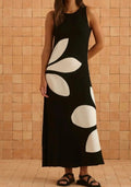 Leaf Print Sleeveless Maxi