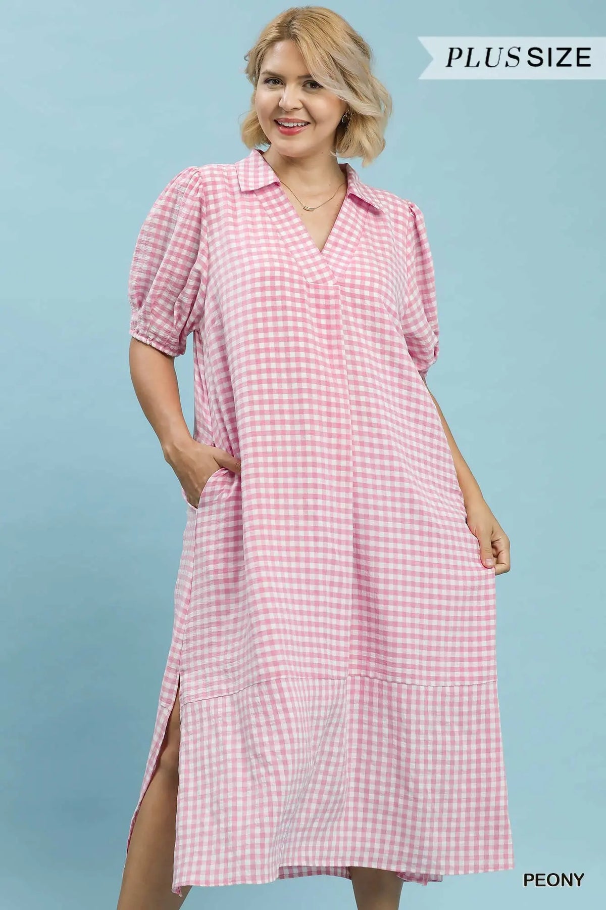 Curvy Peony Check Midi