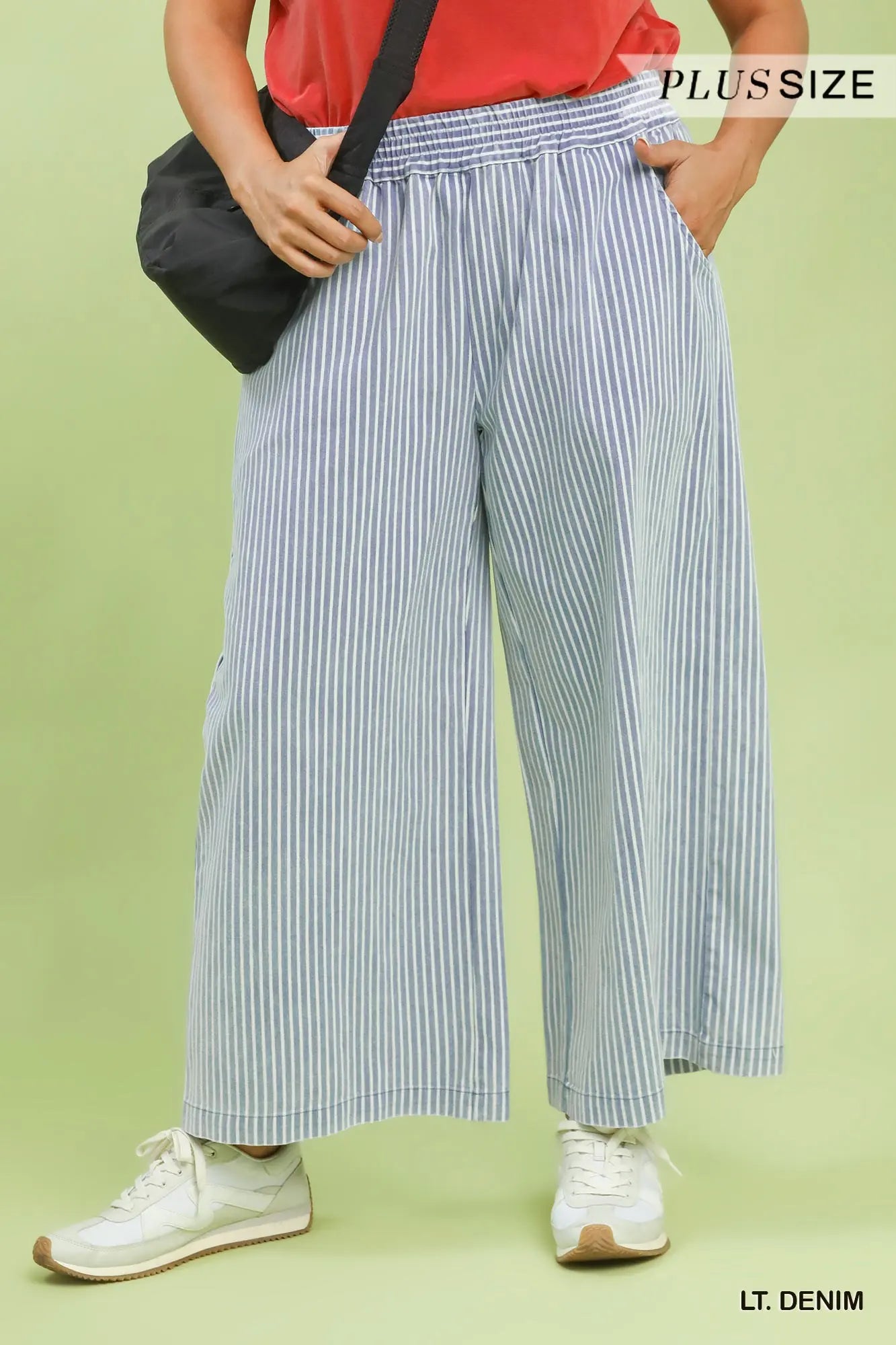 Curvy Striped Wide Leg Pants