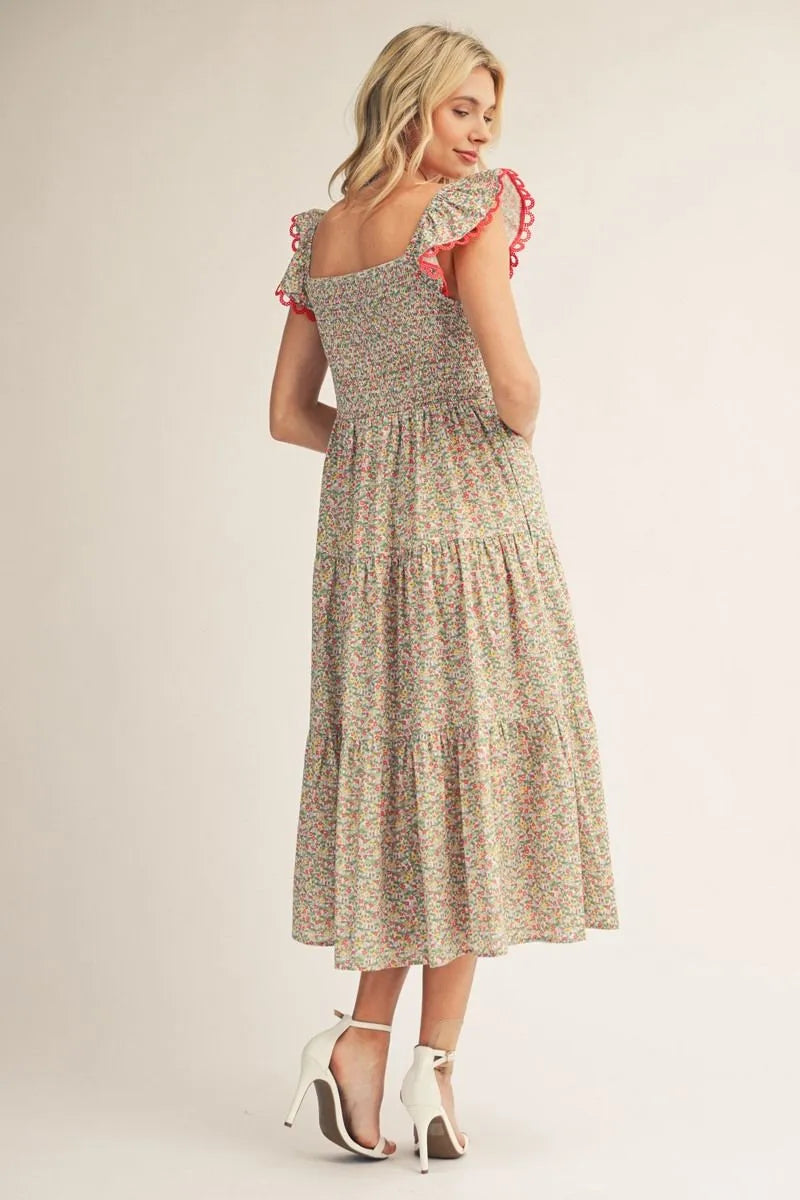 Floral Sweetheart Midi Dress