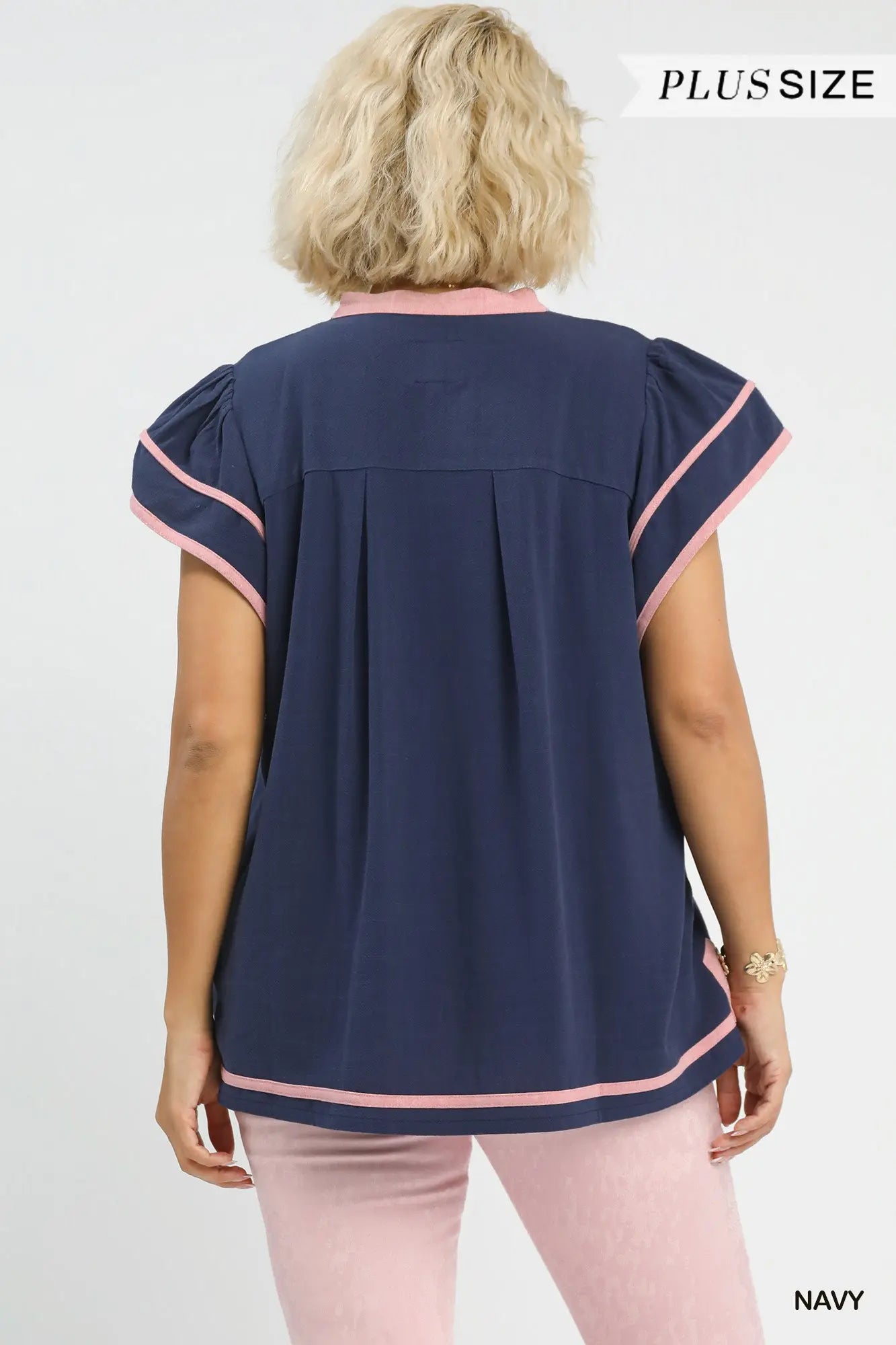 Curvy Linen Ruffle Top