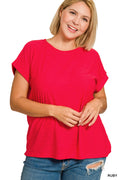 Curvy Red Slub Tee