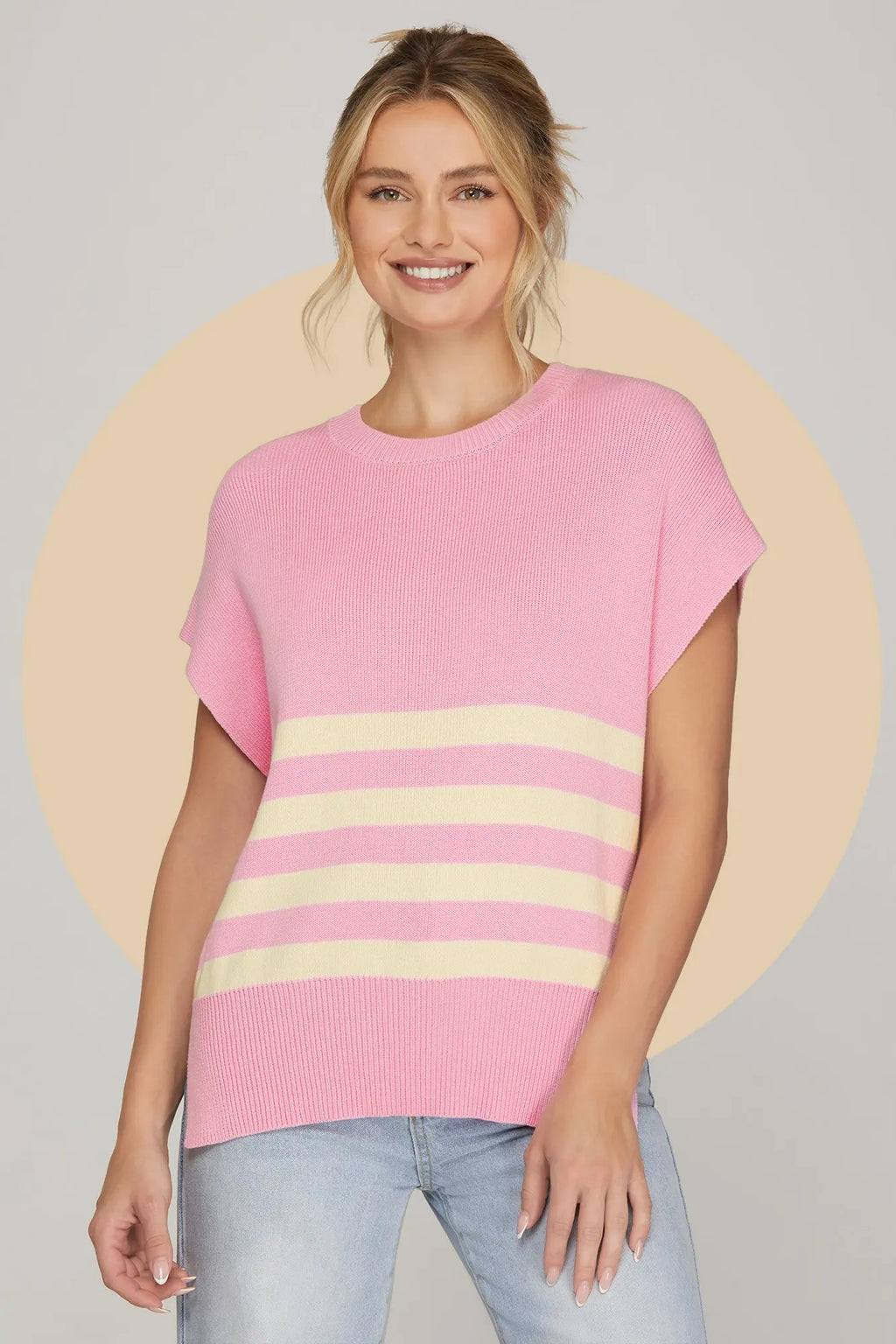 Drop Shoulder Striped Top