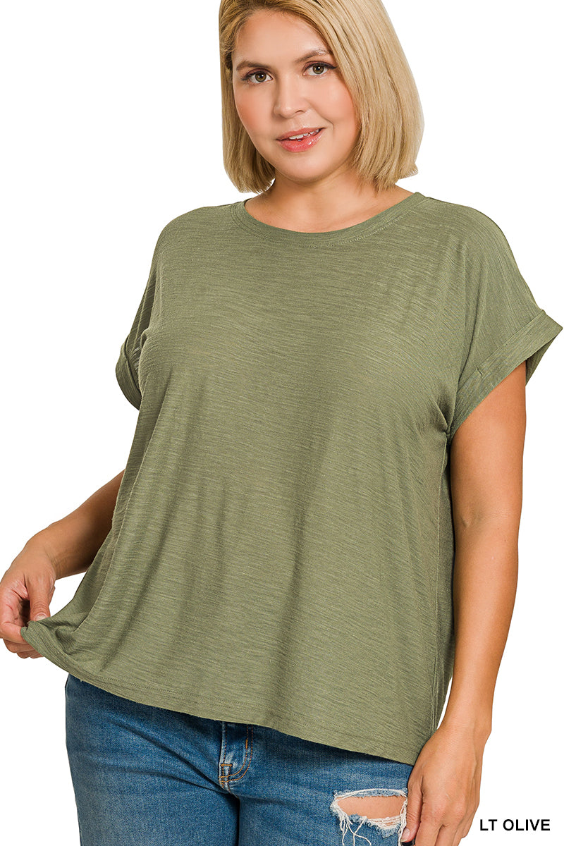 Curvy Olive Slub Tee