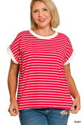 Curvy Red Stripe Tee