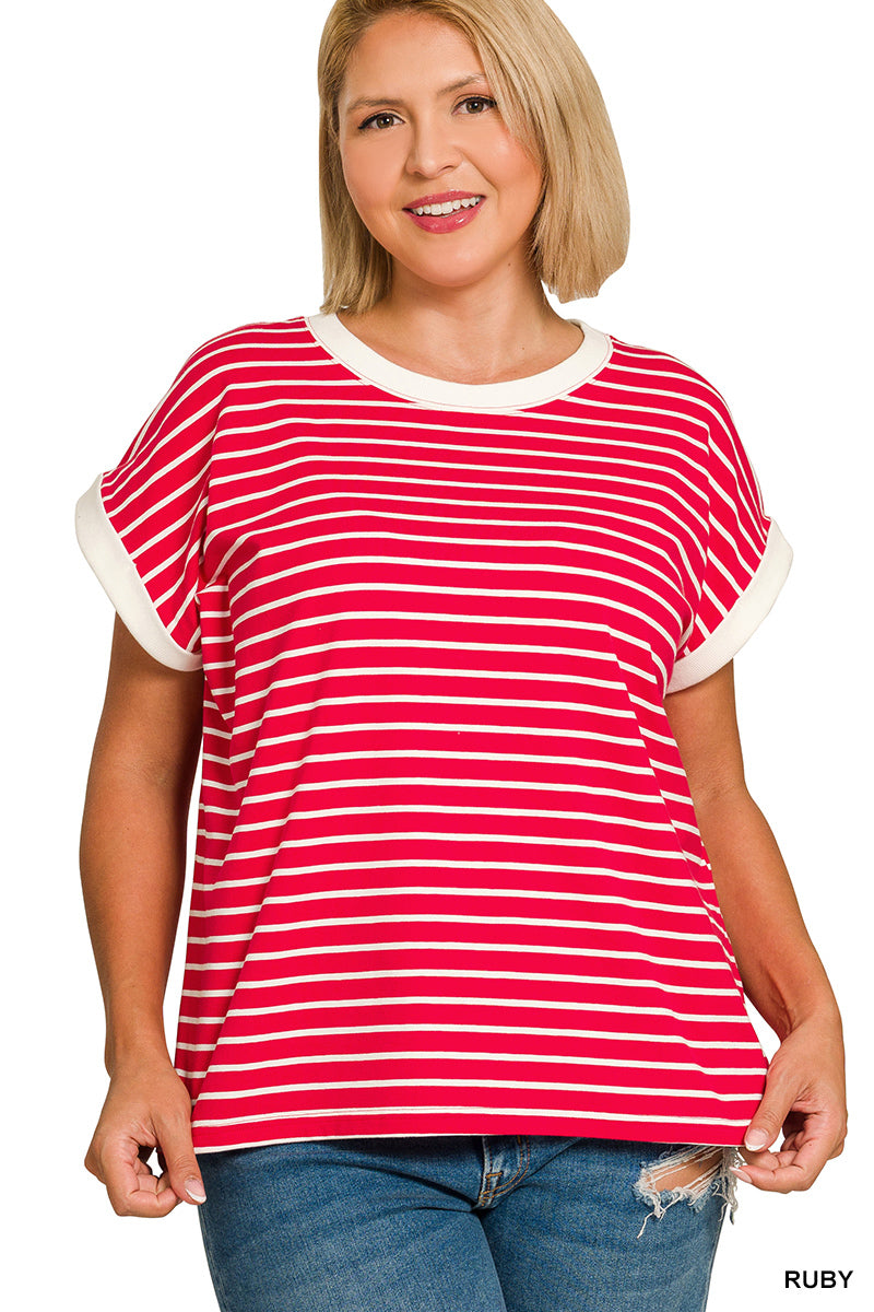Curvy Red Stripe Tee