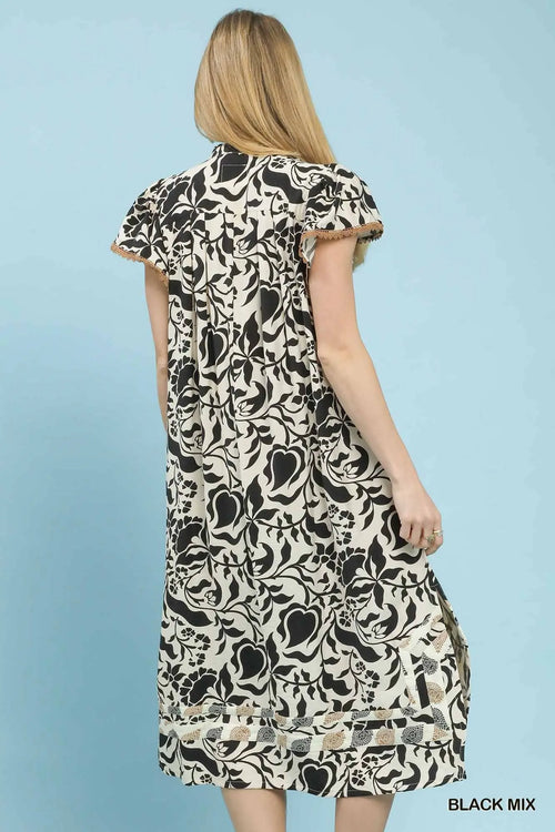 Black Floral Midi