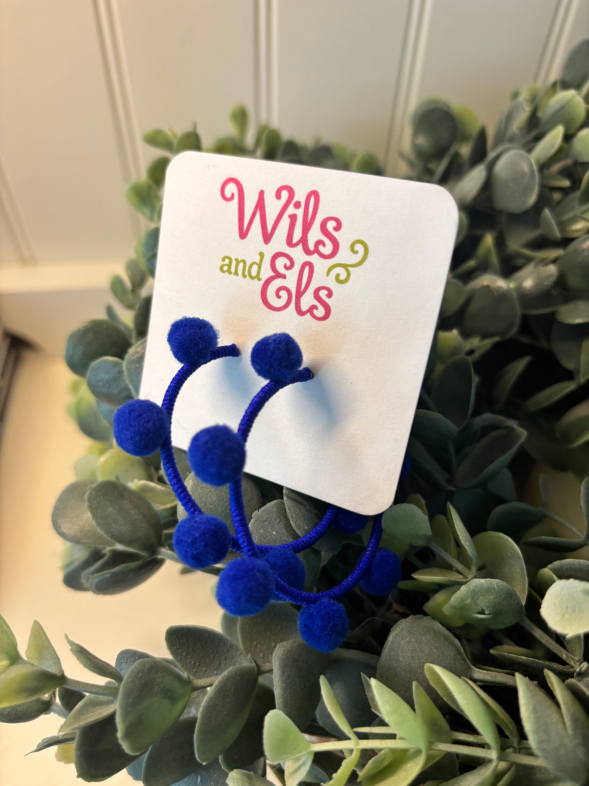 Blue Pom Hoops