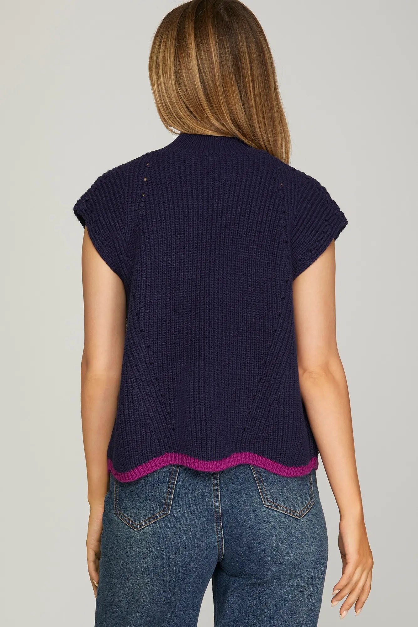 Navy Waves Top