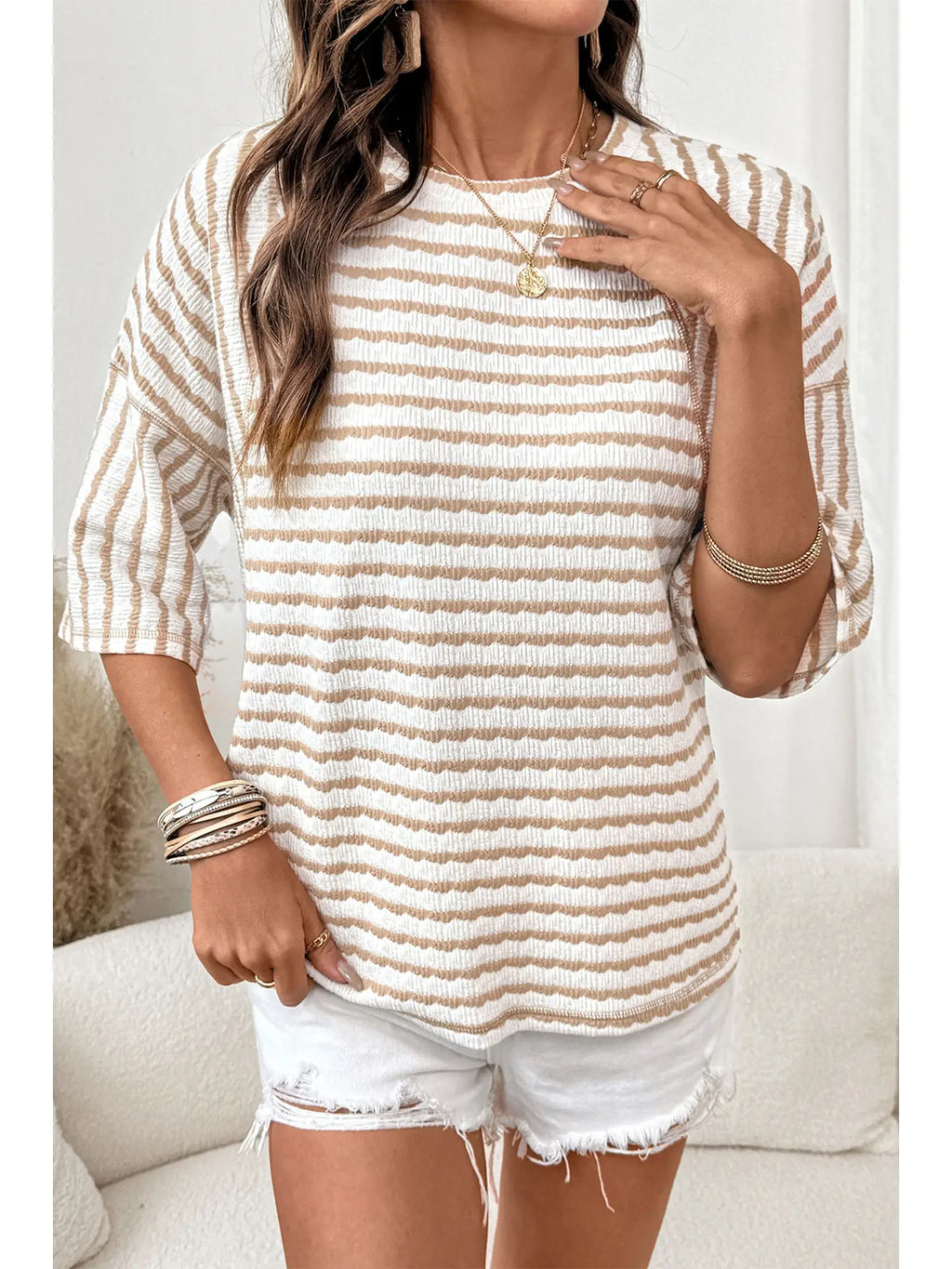 Striped Textured Knit Top