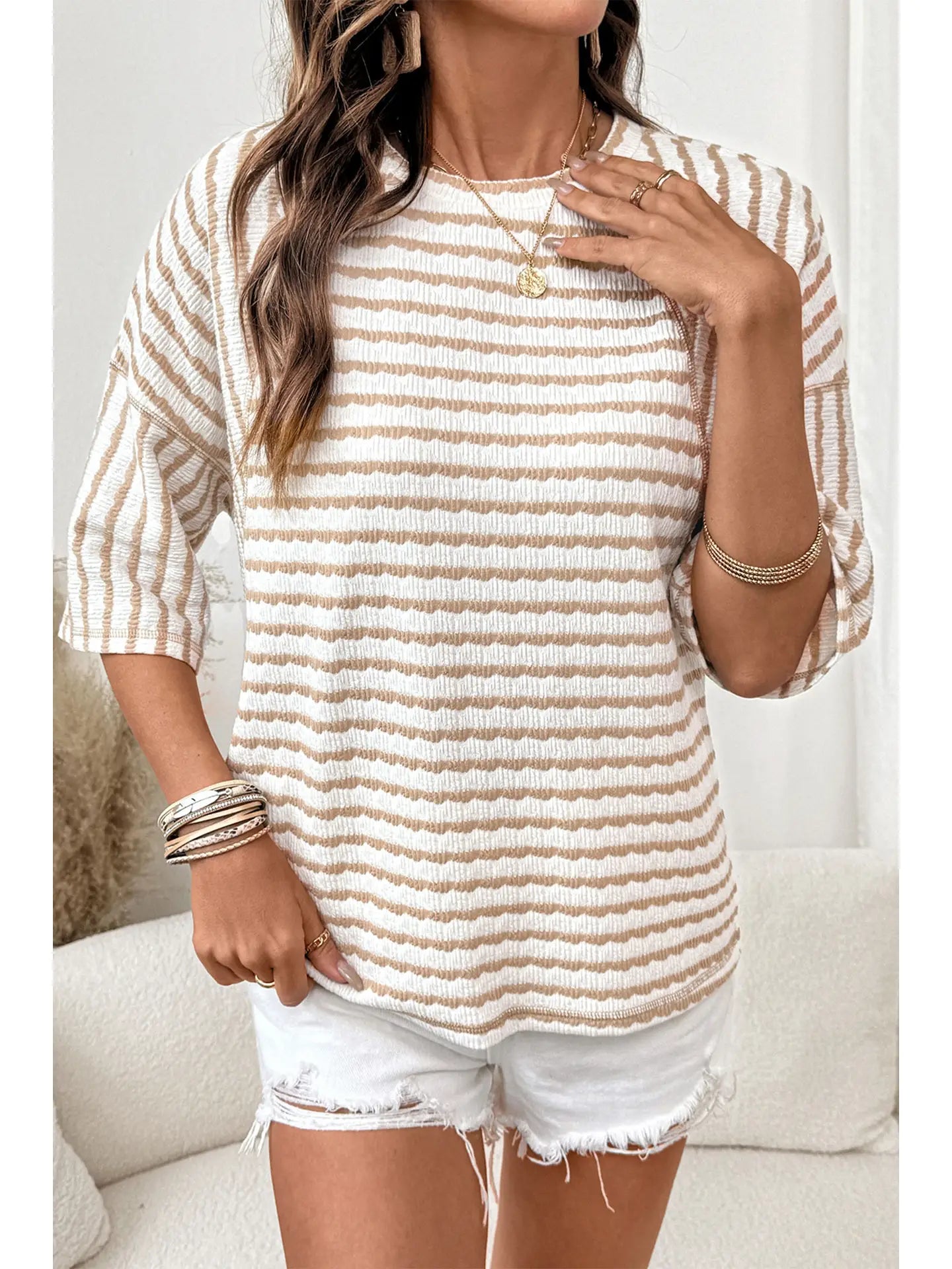 Striped Textured Knit Top