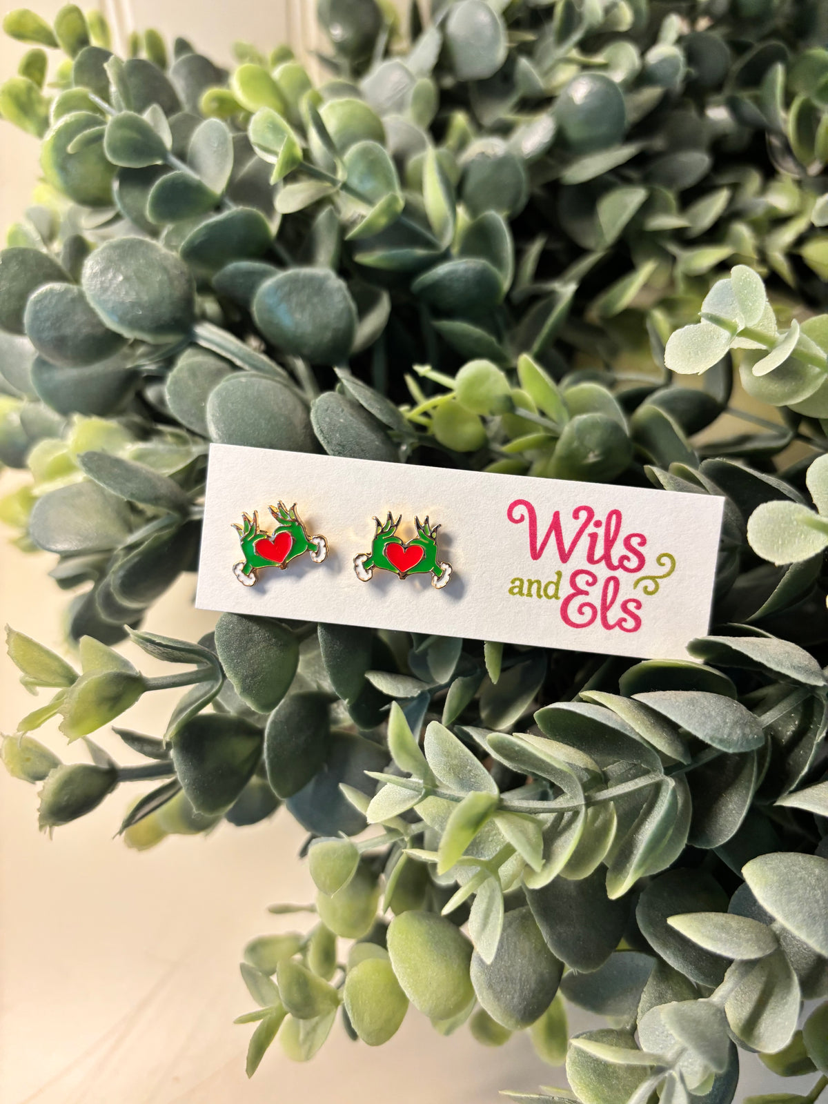 Grinch Heart Studs