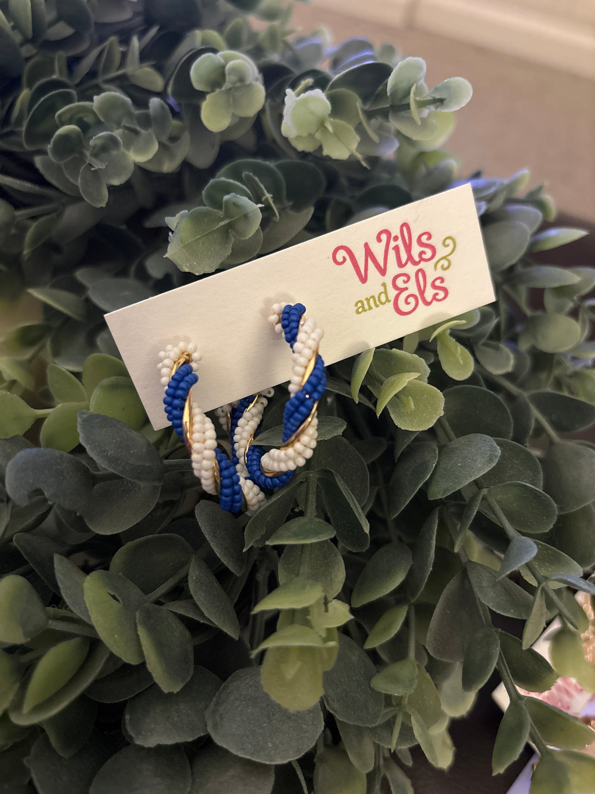 Blue and White Twisted Hoops