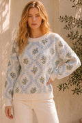 Blue Floral Sweater