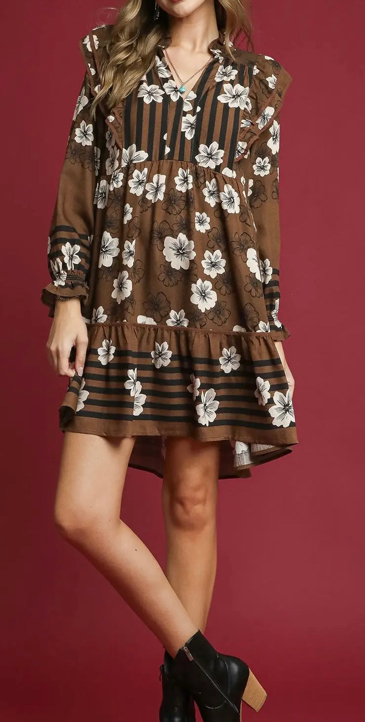 Brown Floral Dress