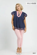 Curvy Linen Ruffle Top