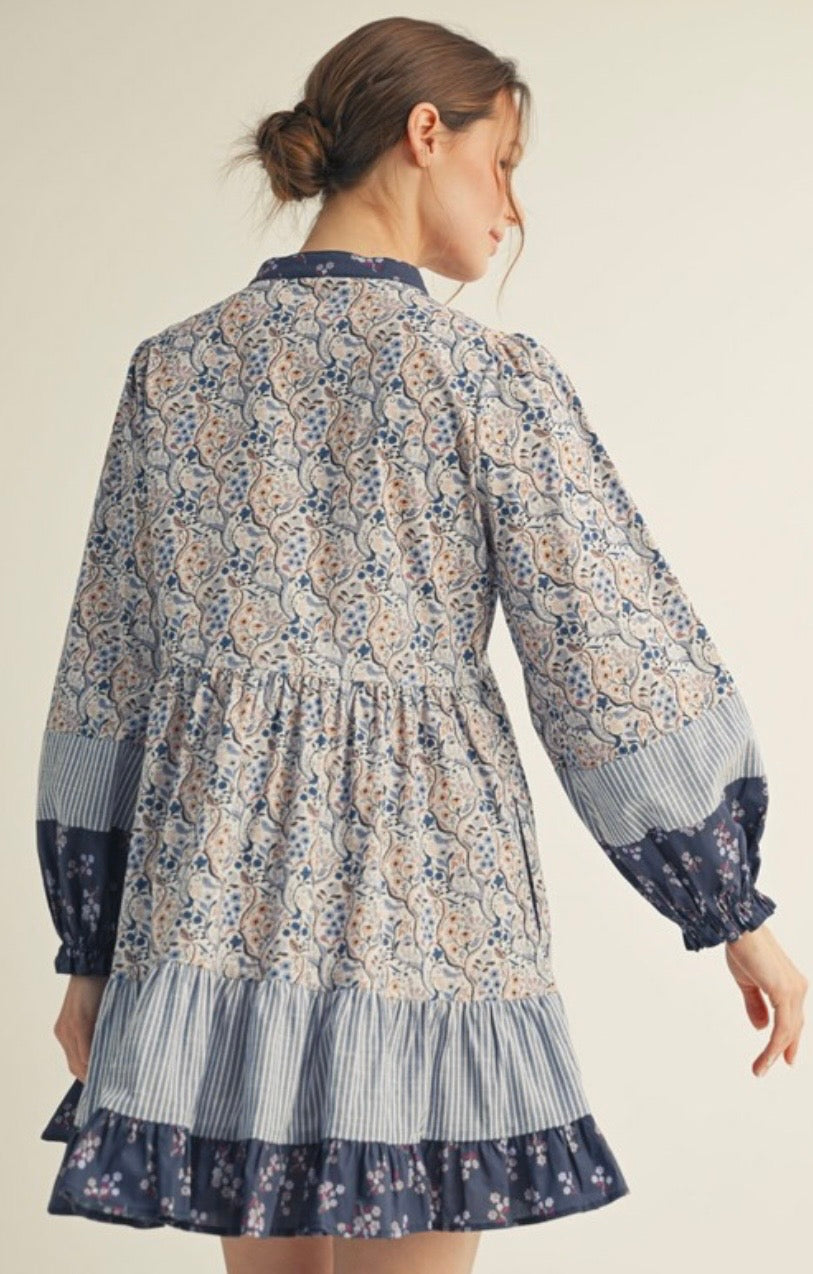 Blue Peasant Dress