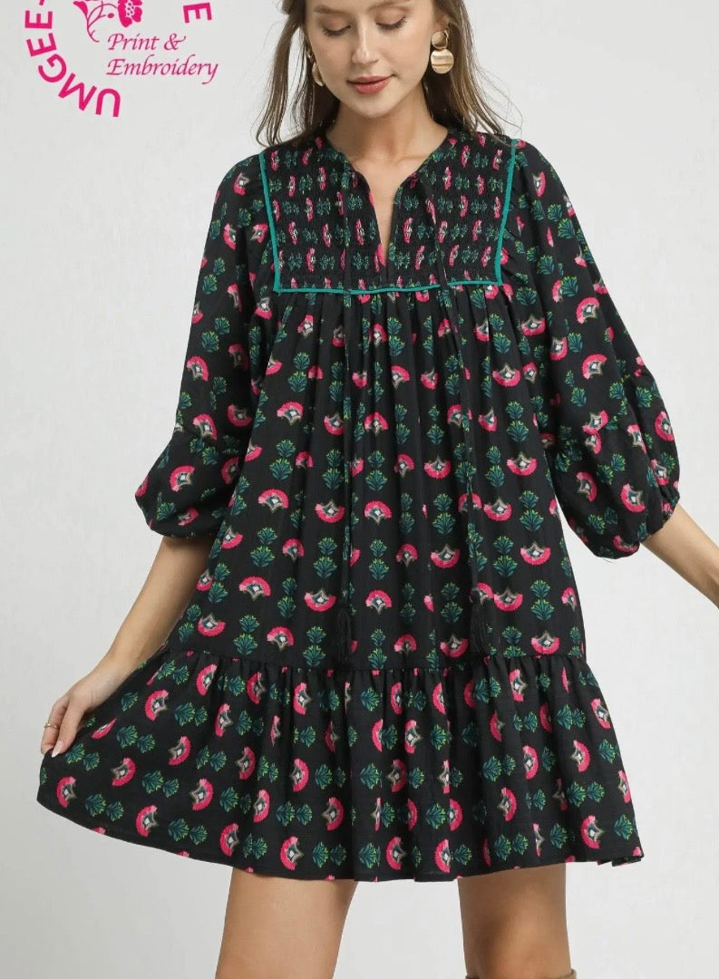 Umgee Floral Boho Mini Dress