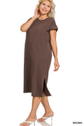 Curvy Brown Midi Dress