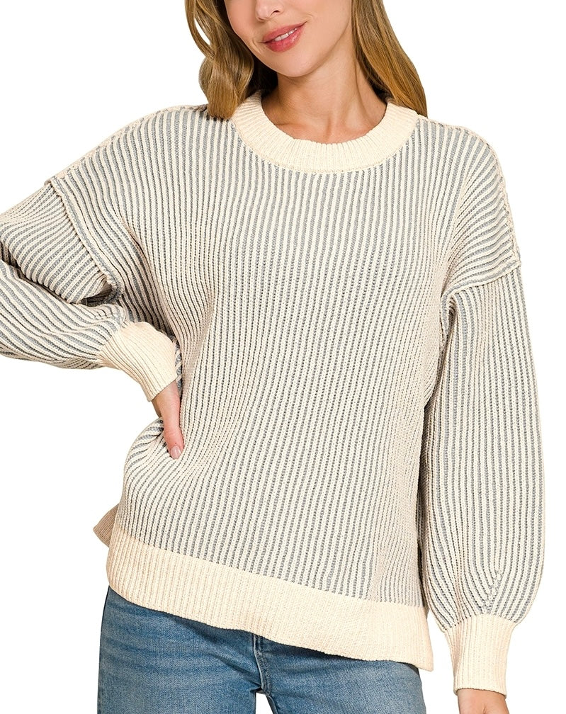 Gray Two Tone Sweater