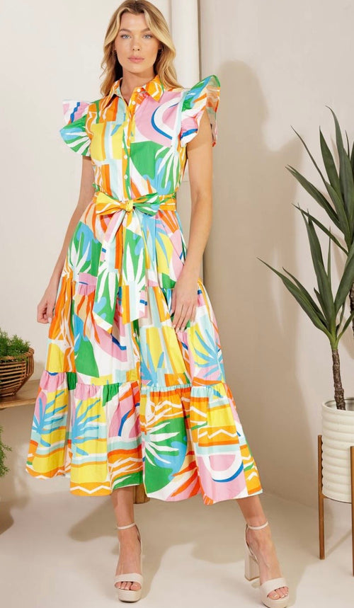 Abstract Midi Dress