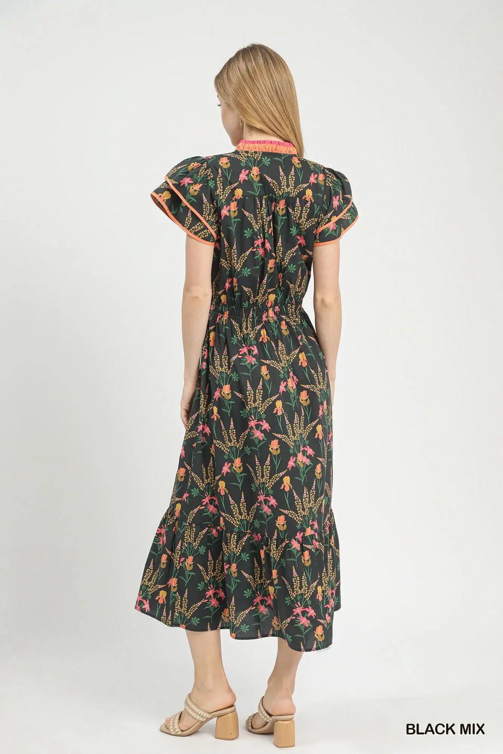 Black Floral Midi Dress