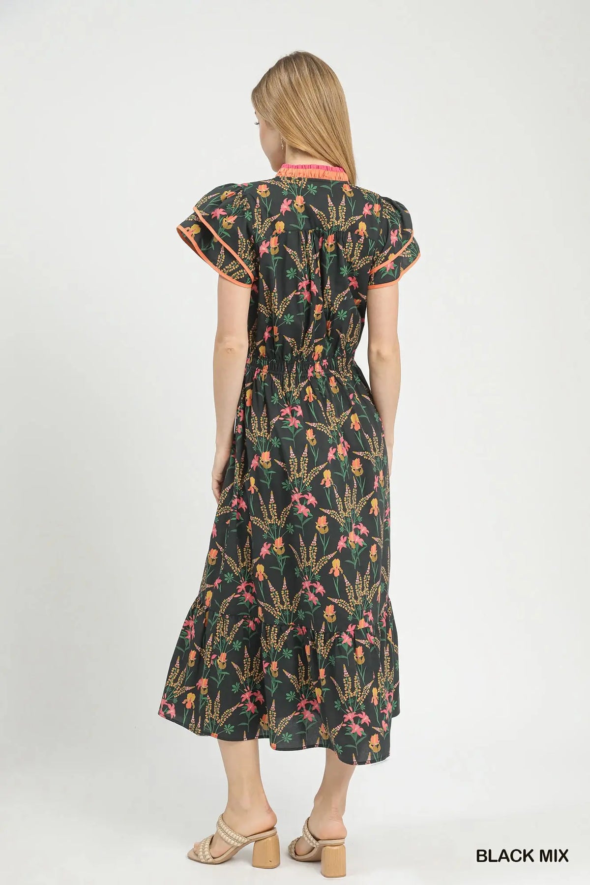 Black Floral Midi Dress