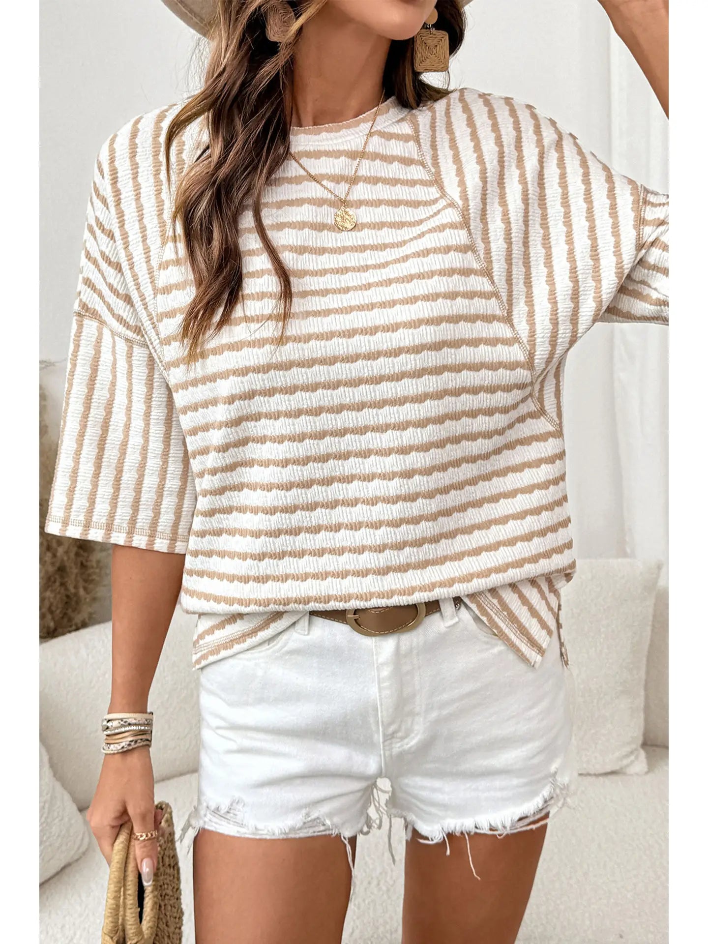 Striped Textured Knit Top