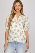 Dainty Blue Bouquet Top