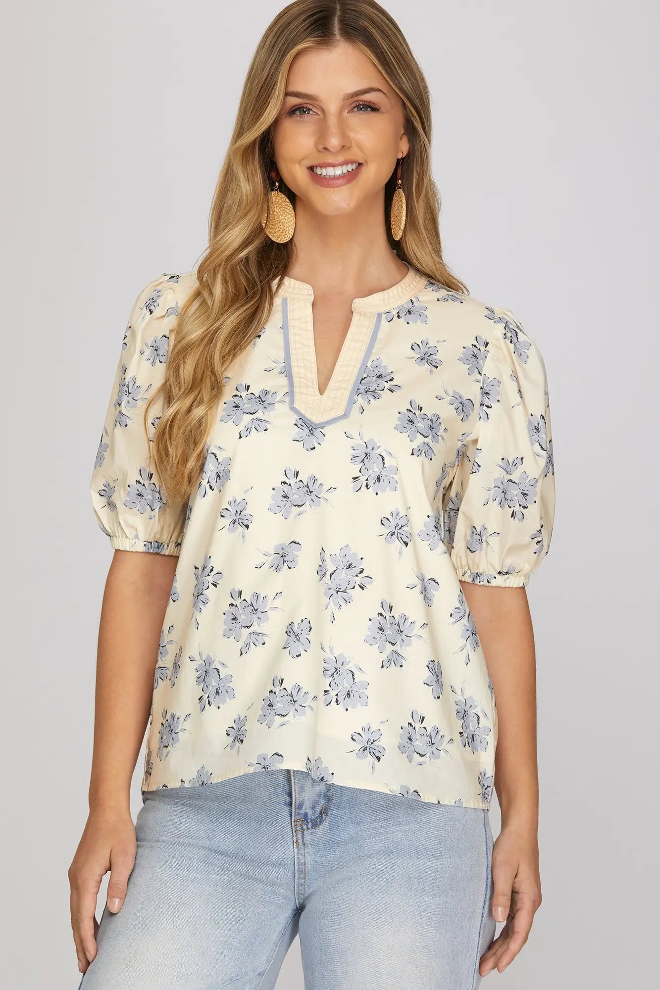 Dainty Blue Bouquet Top