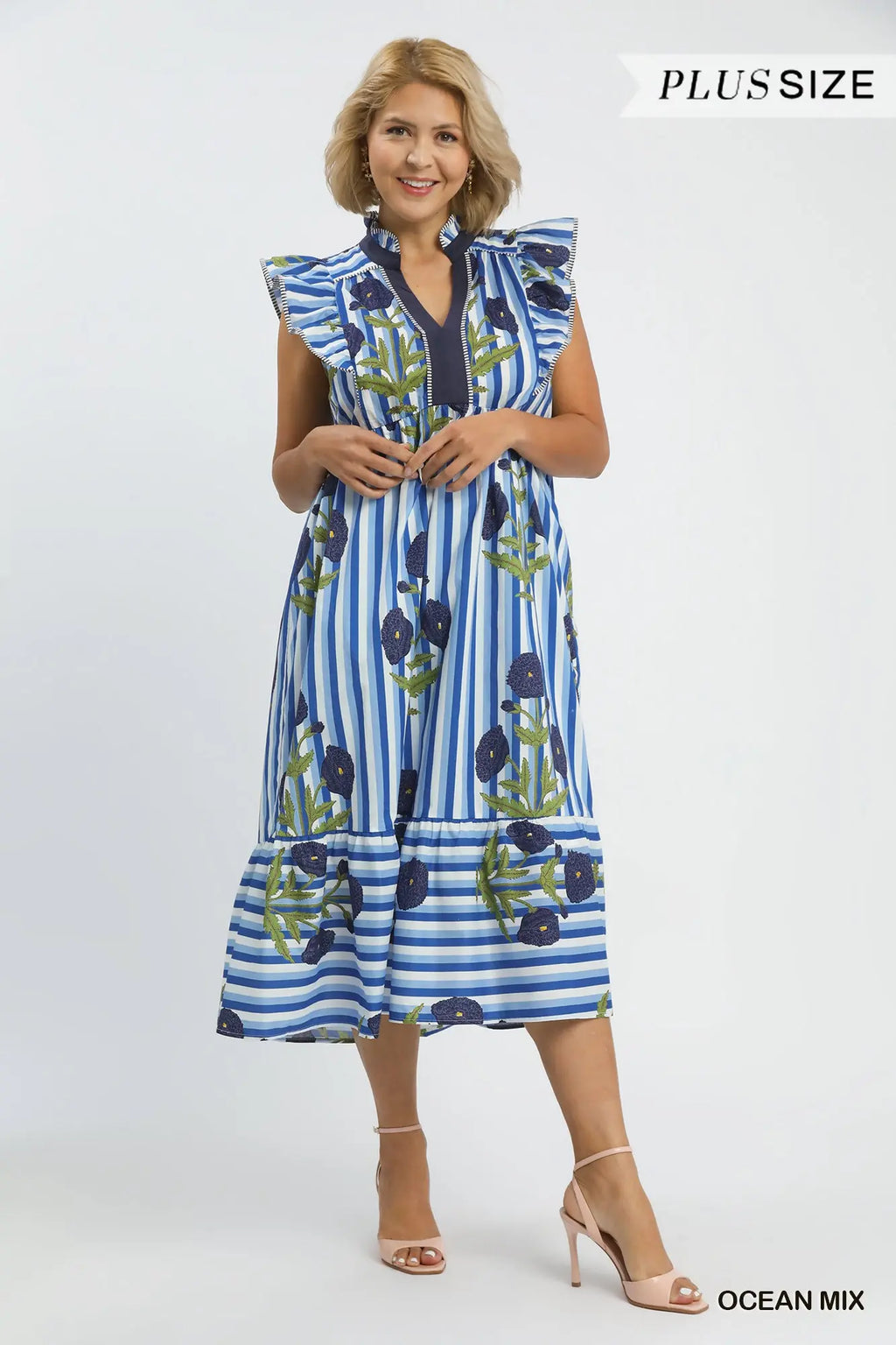 Curvy Mixed Stripe Midi