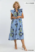 Curvy Mixed Stripe Midi
