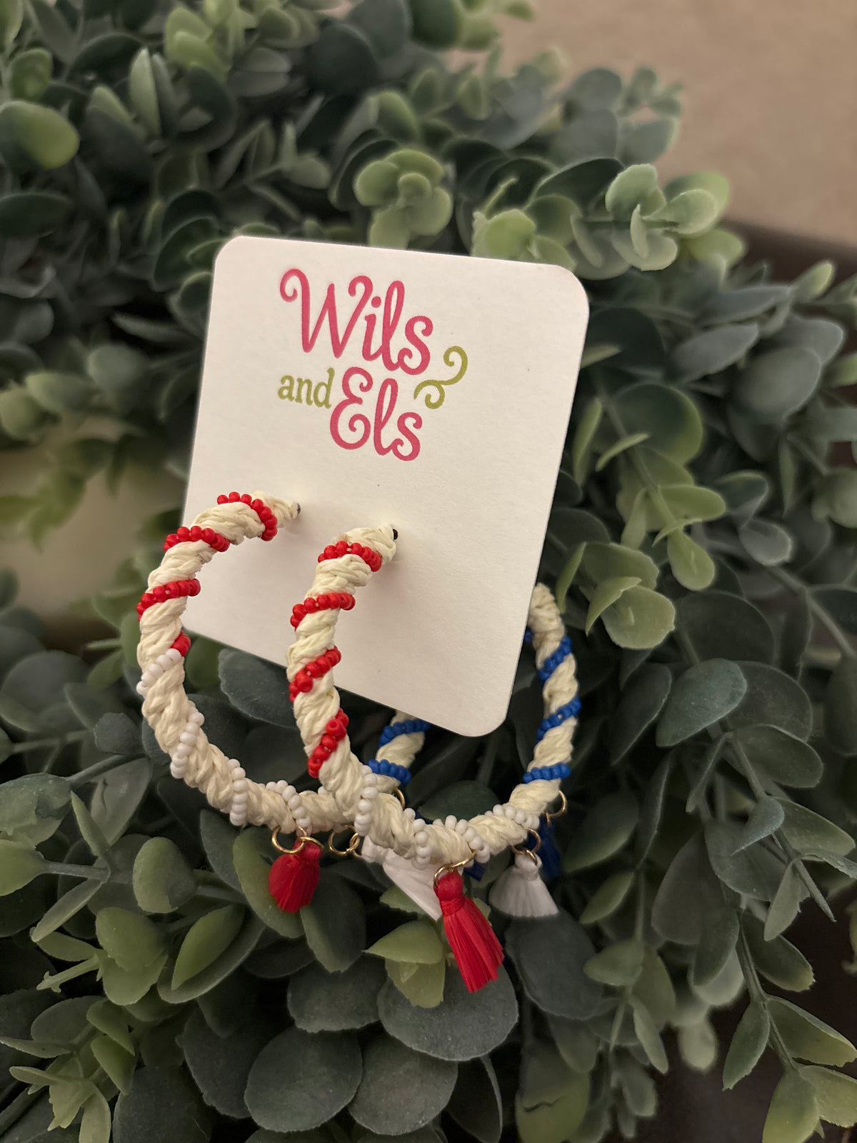 Red, White, and Blue Raffia Hoops