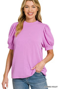 Ribbed Puff Sleeve Top