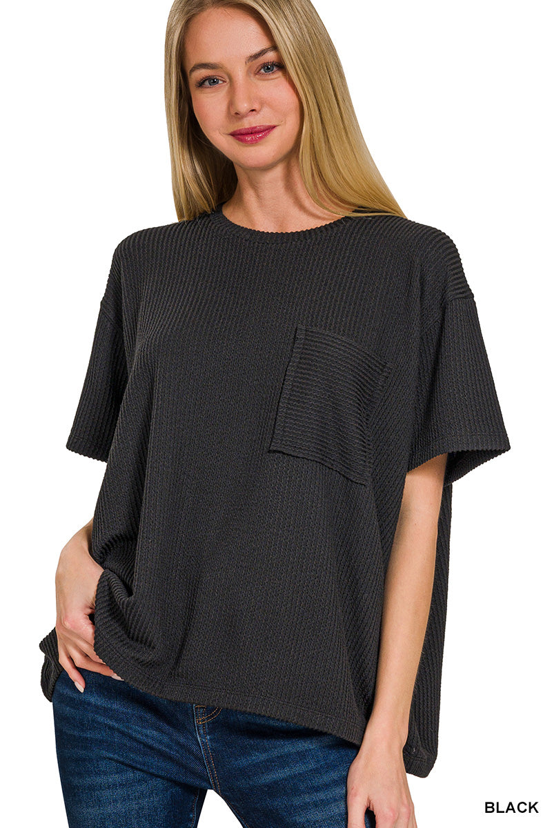 Ribbed Pocket Top