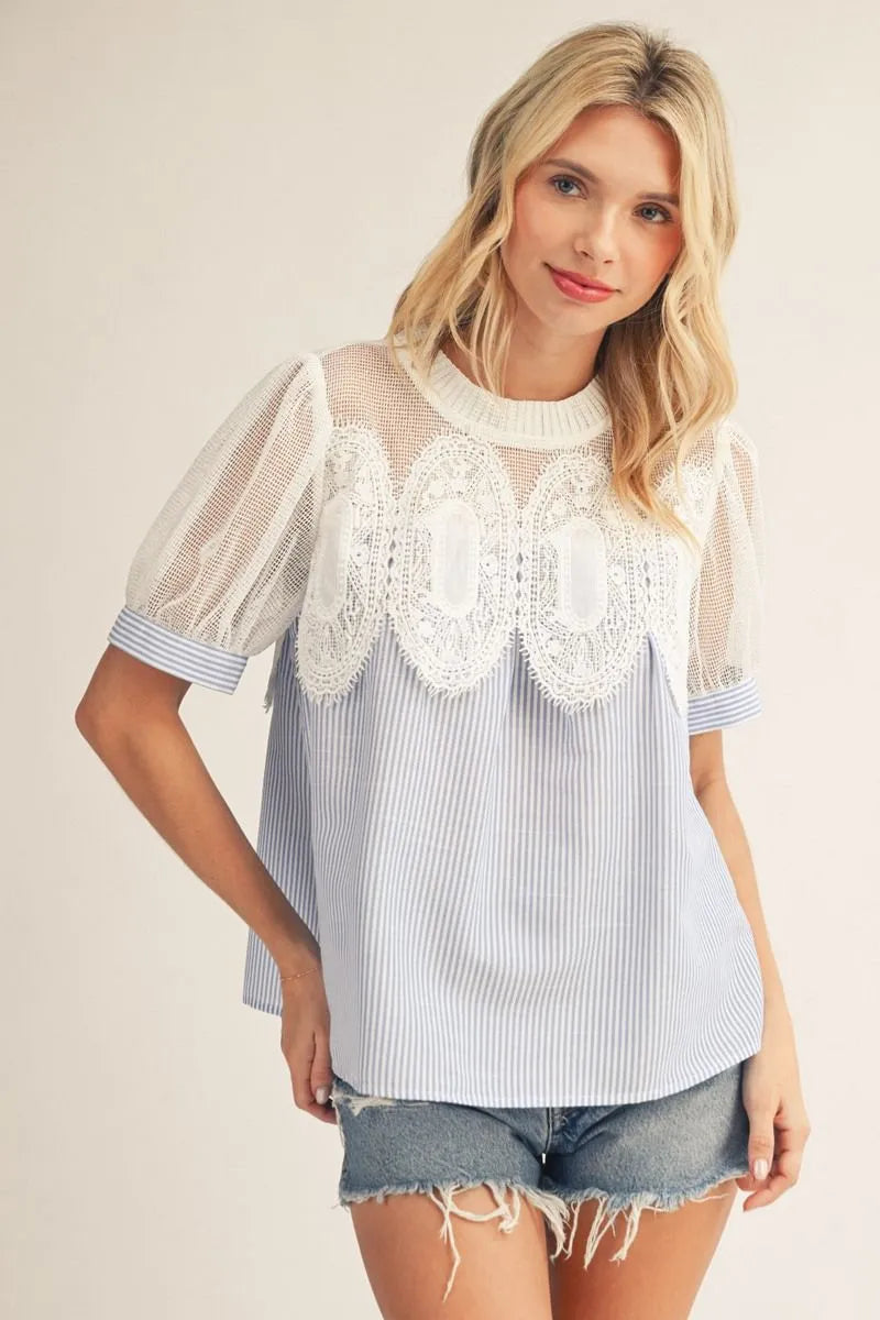 Lace Stripe Top