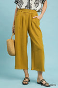 Frayed Mustard Raw Hem Pants