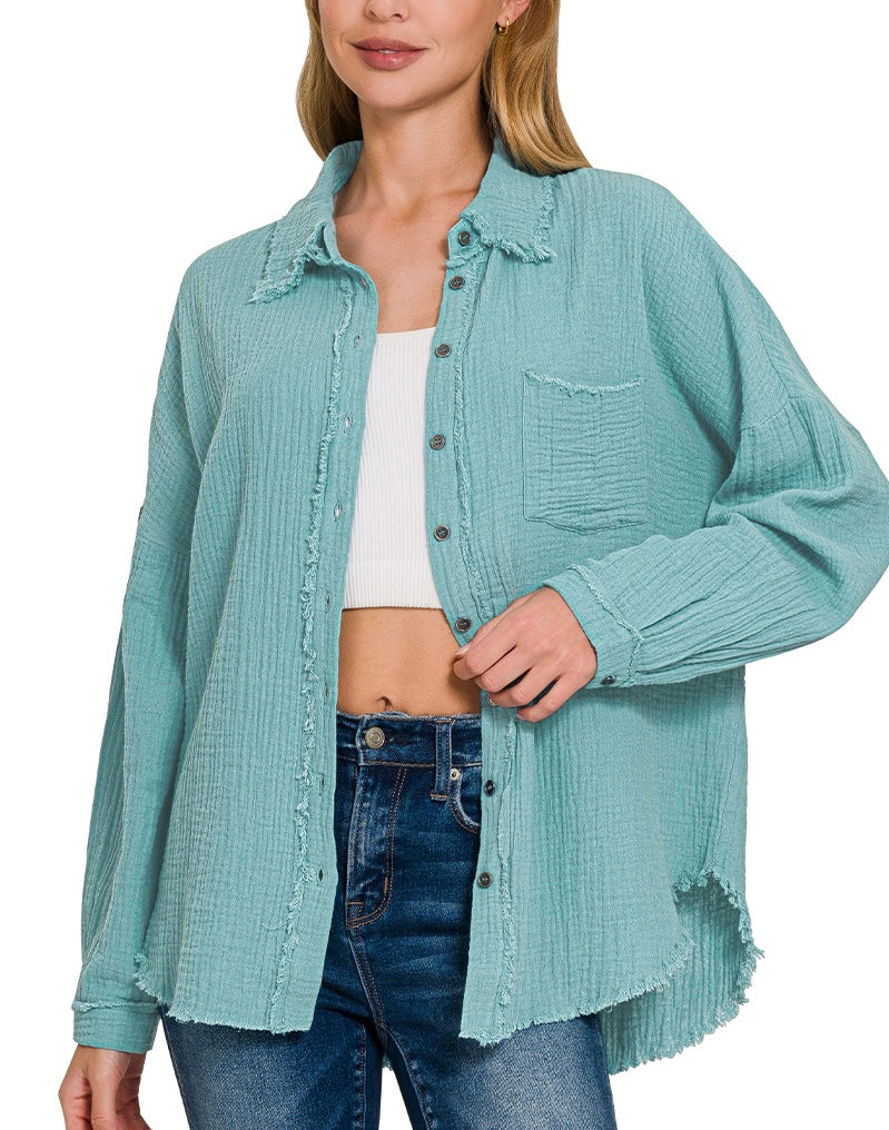 Gauzy Raw Edge Top